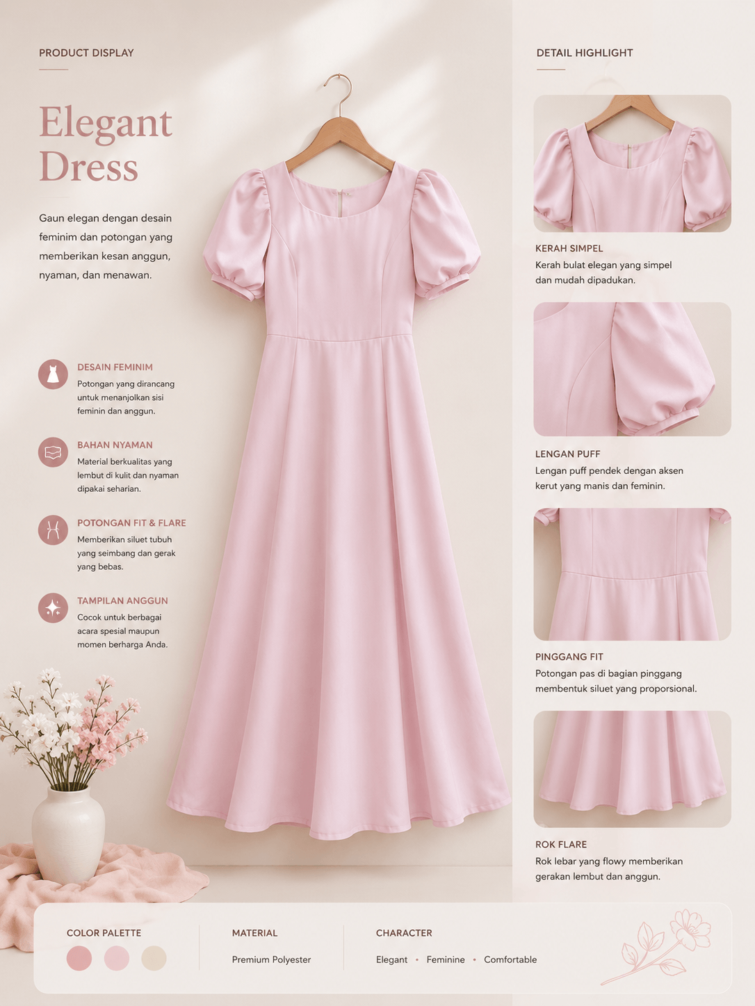 Elegant Puff Sleeve Dress