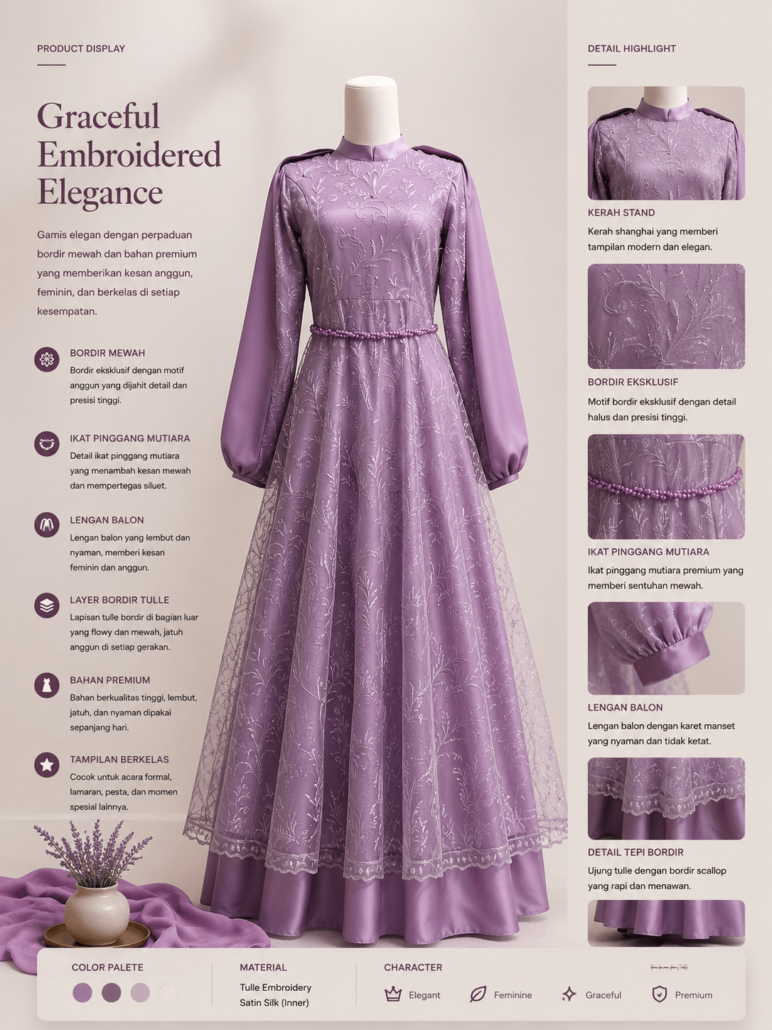 Graceful Embroidered Elegance Gamis