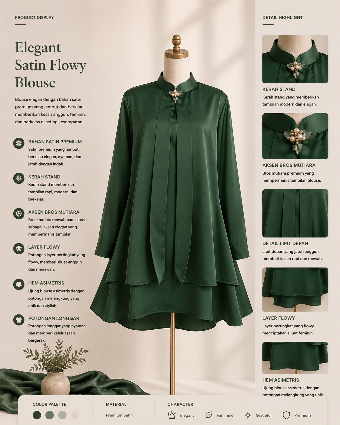 Elegant Satin Flowy Blouse