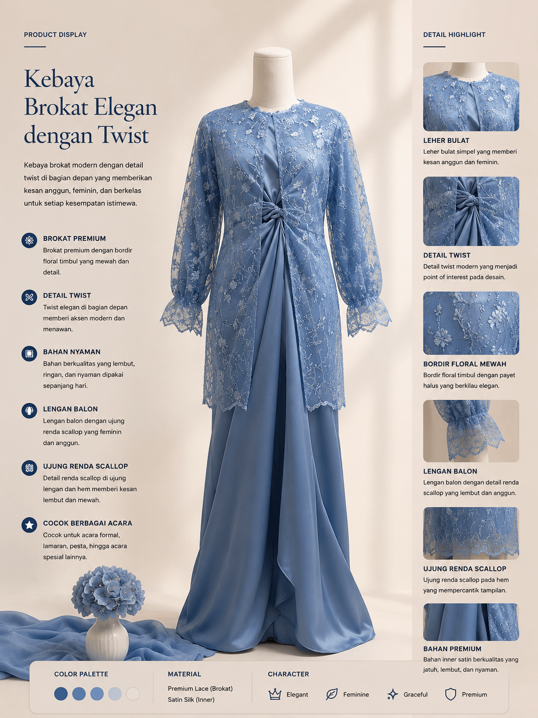 Kebaya Brokat Elegan dengan Twist