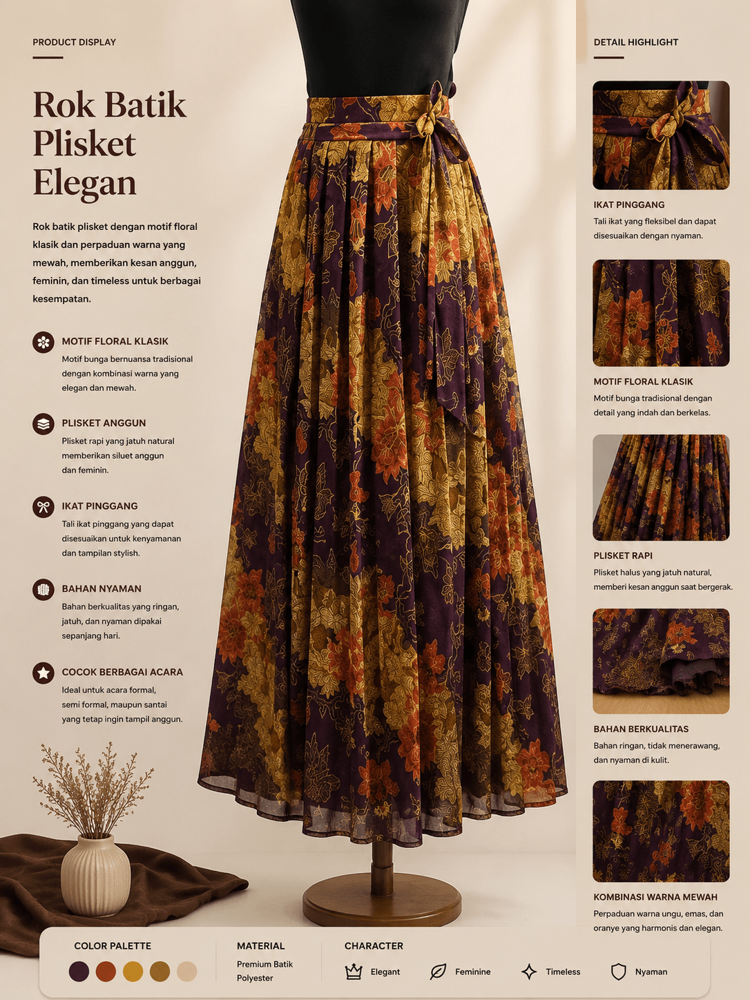 Rok Batik Plisket Elegan