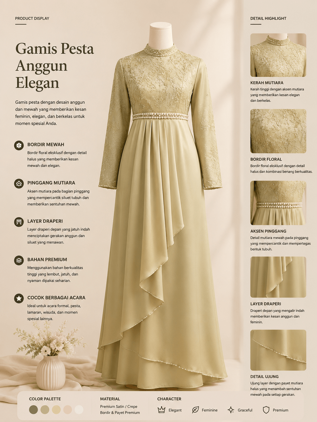 Gamis Pesta Anggun Elegan