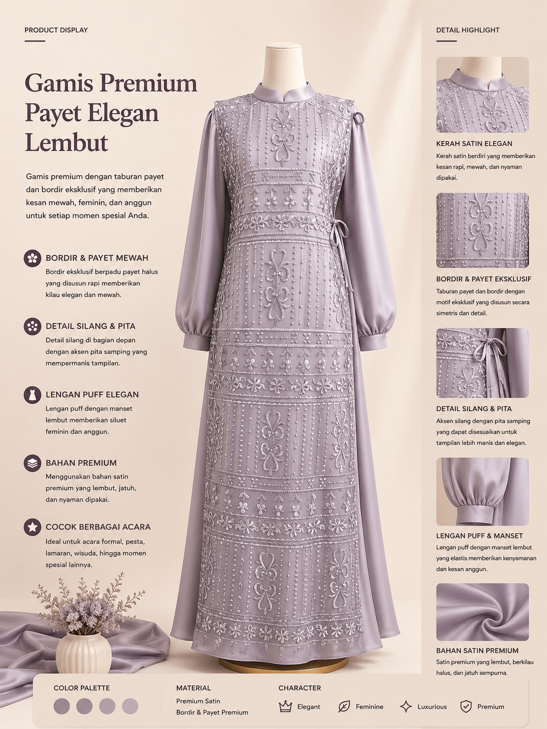 Gamis Premium Payet Elegan Lembut