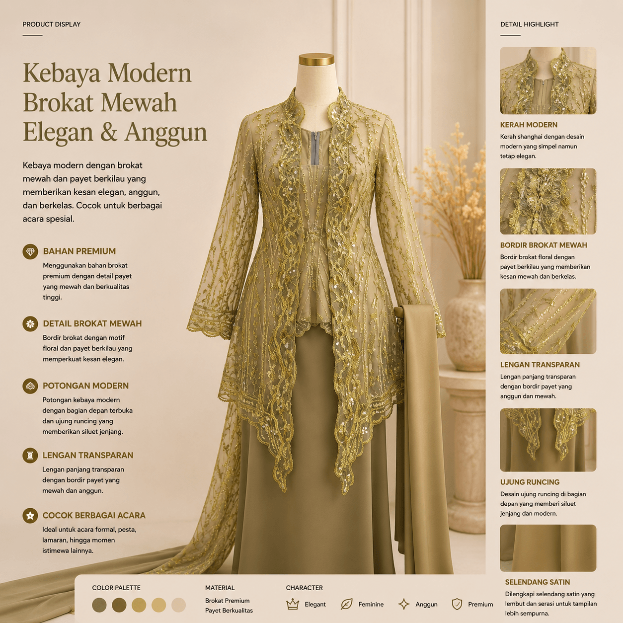 Kebaya Modern Brokat Mewah Elegan & Anggun
