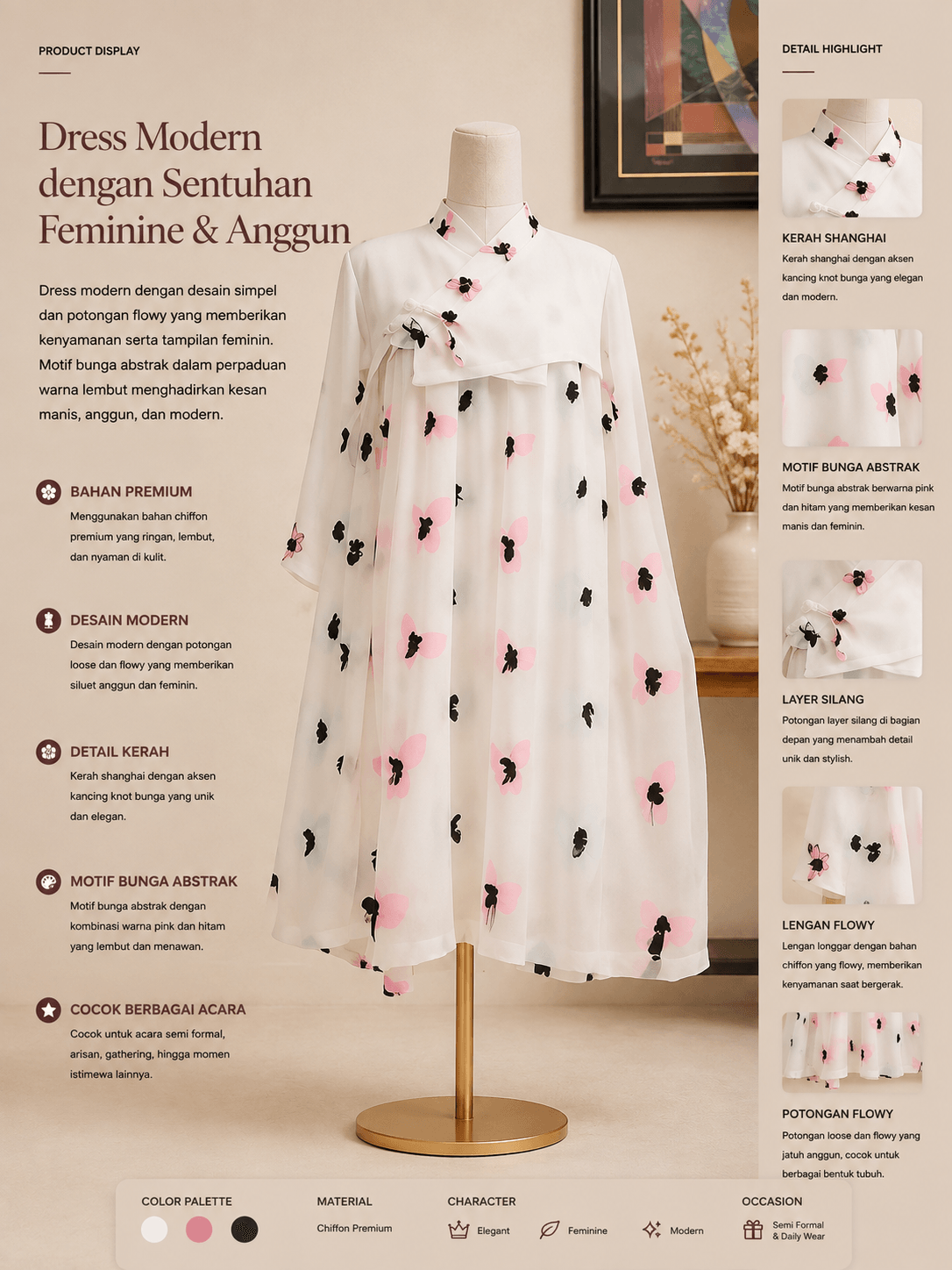Dress Modern dengan Sentuhan Feminine & Anggun