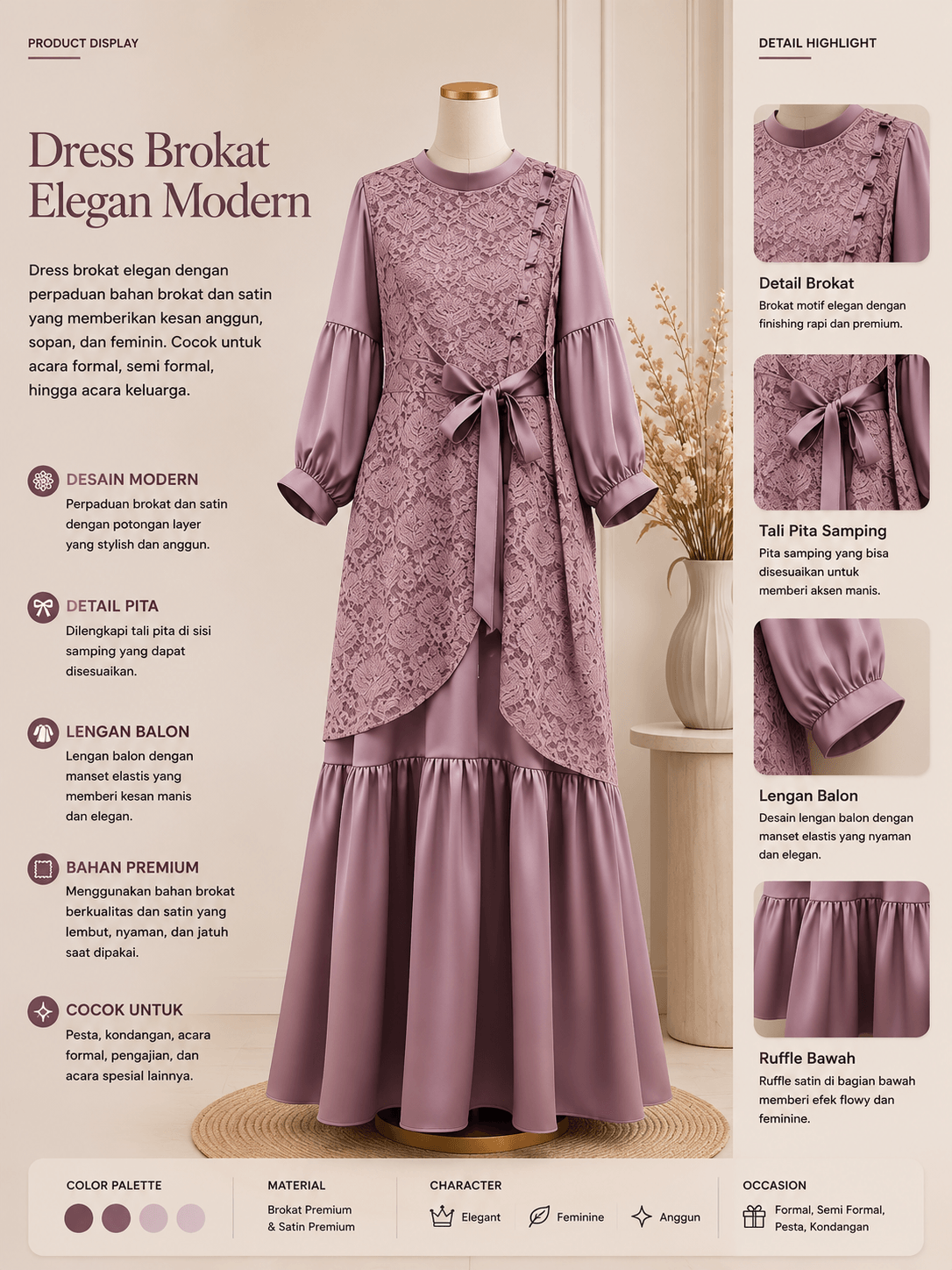Dress Brokat Elegan Modern