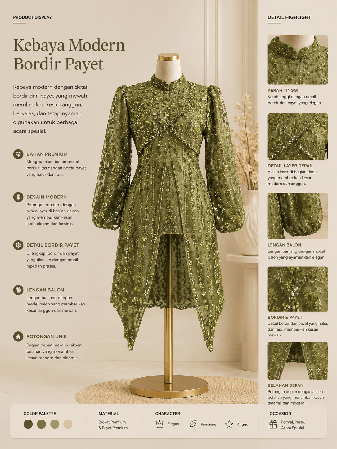 Kebaya Modern Bordir Payet