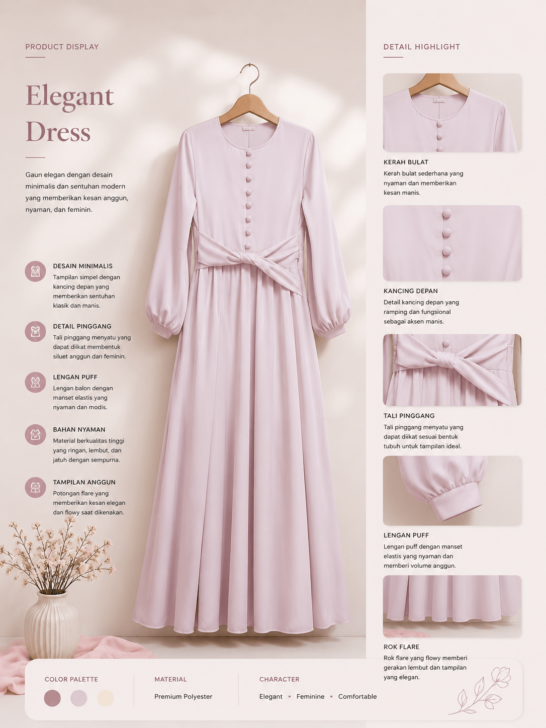 Elegant Dress Lengan Panjang